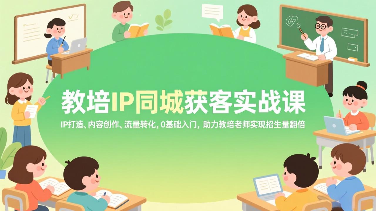 教培IP同城获客实战课，IP打造、内容创作、流量转化，0基础入门，助力教培老师实现招生量翻倍-皮皮网创