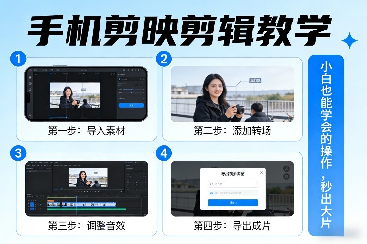 手机剪映剪辑教学，小白也能学会的操作，秒出大片-皮皮网创