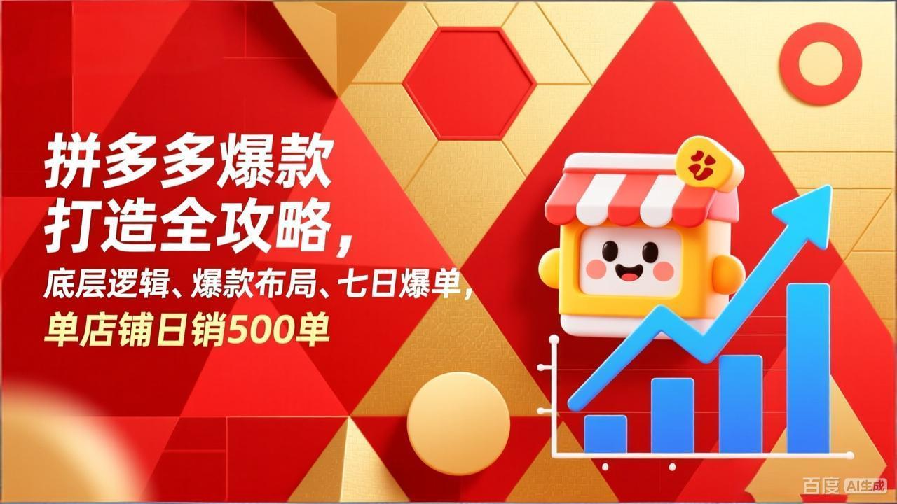拼多多爆款打造全攻略，底层逻辑、爆款布局、七日爆单，单店铺日销500单-皮皮网创