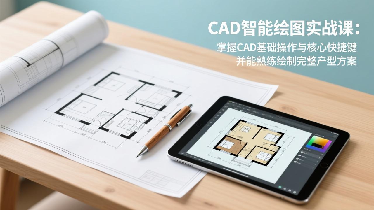 CAD智能绘图实战课：掌握CAD基础操作与核心快捷键，并能熟练绘制完整户型方案-皮皮网创