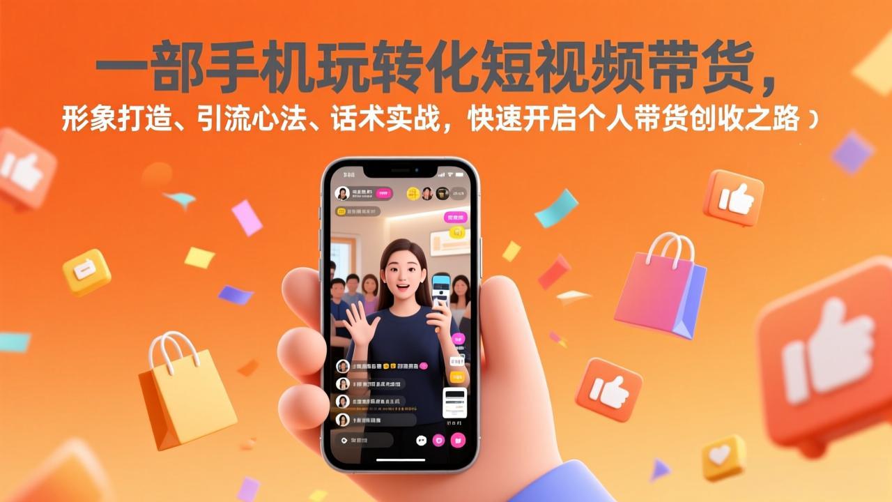 一部手机玩转化短视频带货，形象打造、引流心法、话术实战，快速开启个人带货创收之路-皮皮网创