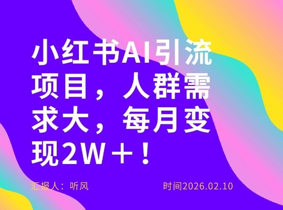 她通过这个AI项目每月做到2W＋的收入，最新小红书AI项目，人群需求大！-皮皮网创