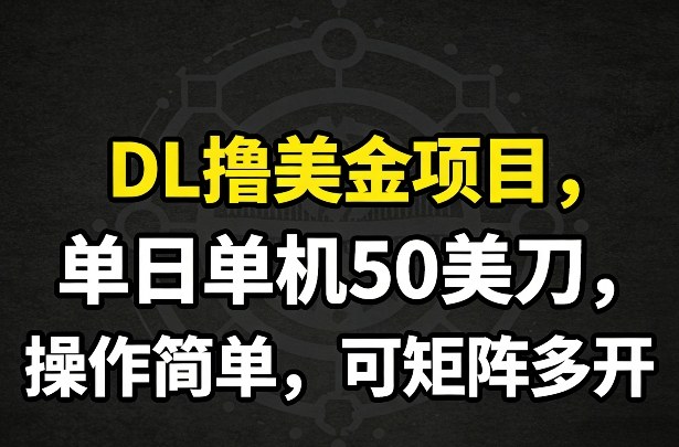 DL撸美金项目，单日单机50美刀，操作简单，可矩阵多开-皮皮网创