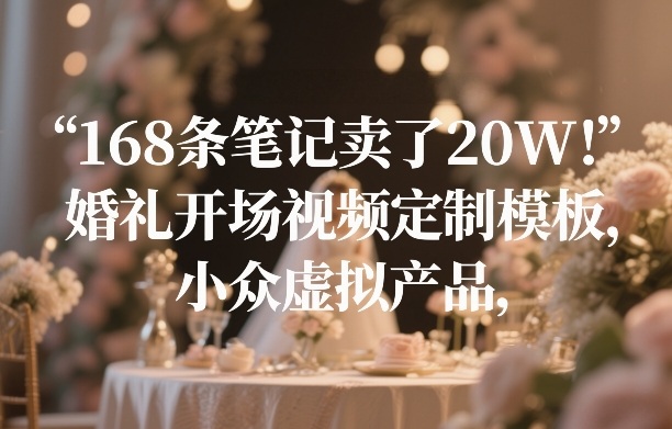 168条笔记卖了20W！婚礼开场视频定制模板，小众虚拟产品-皮皮网创