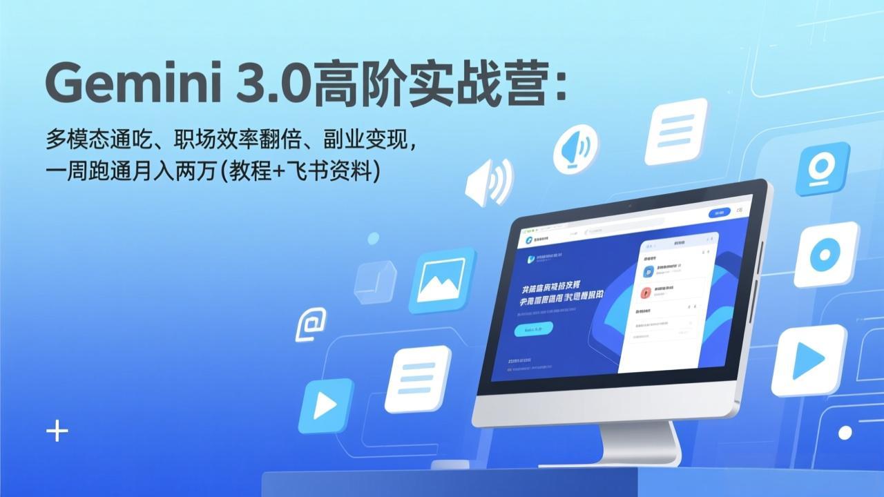 Gemini 3.0高阶实战营：多模态通吃、职场效率翻倍、副业变现，一周跑通月入两万(教程+飞书资料-皮皮网创