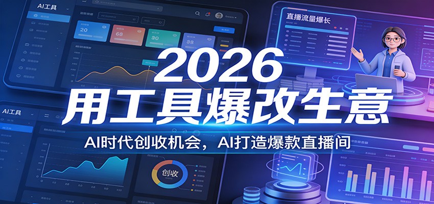 2026用工具爆改生意，AI时代创收机会，AI打造爆款直播间-皮皮网创