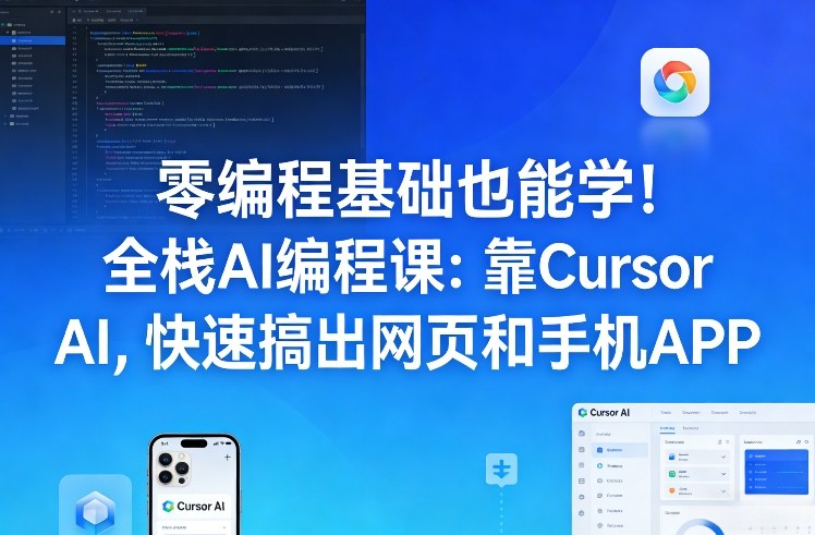 零编程基础也能学！全栈AI编程课：靠Cursor AI，快速搞出网页和手机APP-皮皮网创