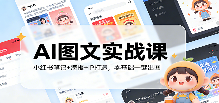 AI图文实战课：小红书笔记+海报+IP打造，零基础一键出图-皮皮网创