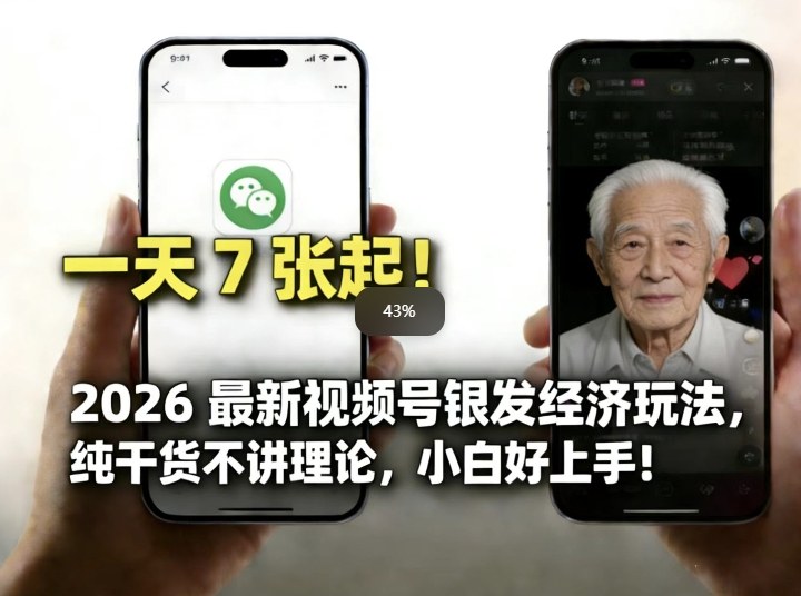 2026最新视频号银发经济玩法，轻松每天7张起，小白也可做-皮皮网创