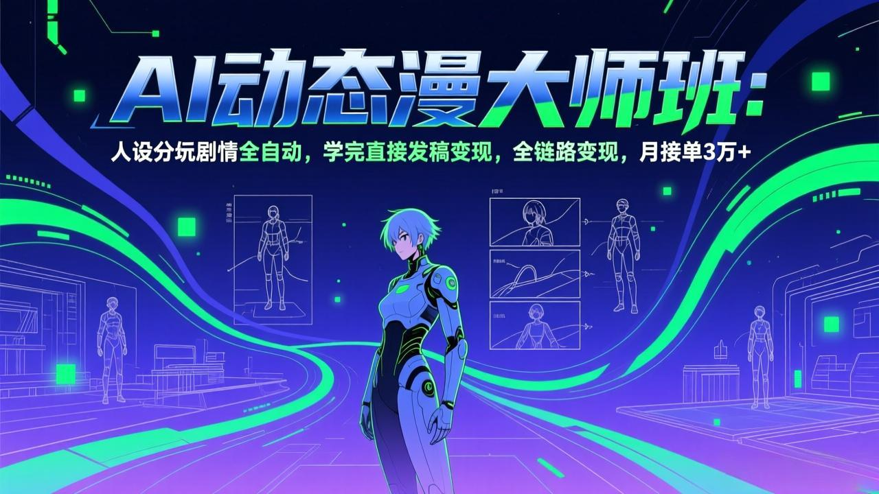 AI动态漫剧大师班：人设分镜剧情全自动，学完直接发稿变现，全链路变现，月接单3万+-皮皮网创