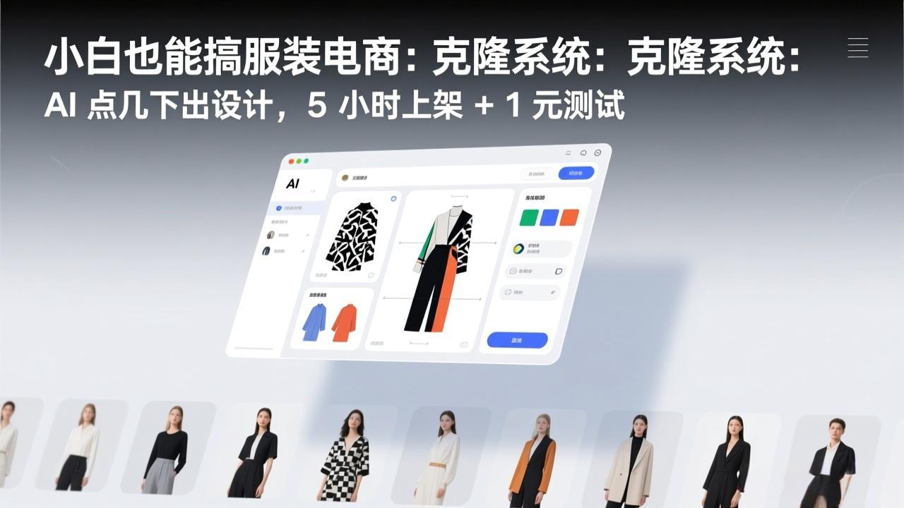 小白也能搞服装电商：克隆系统：AI 点几下出设计，5 小时上架 + 1 元测试-皮皮网创