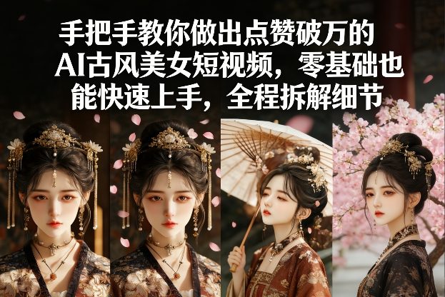 手把手教你做出点赞破万的AI古风美女短视频，零基础也能快速上手，全程拆解细节-皮皮网创