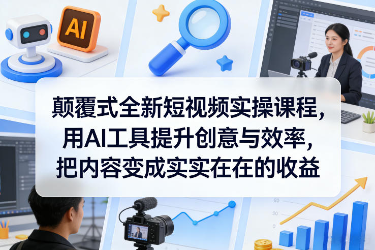 颠覆式全新短视频实操课程，用AI工具提升创意与效率，把内容变成实实在在的收益-皮皮网创