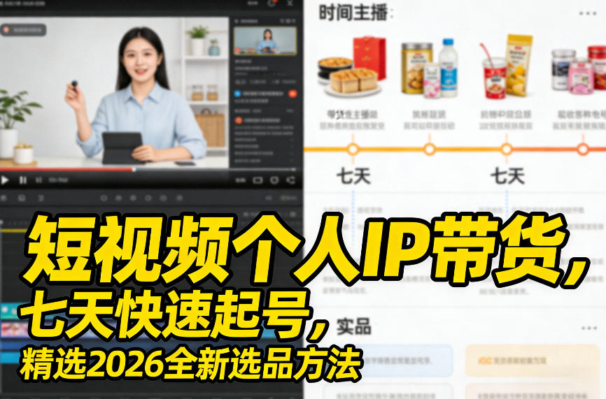 短视频个人IP带货，七天快速起号，精选2026全新选品方法-皮皮网创