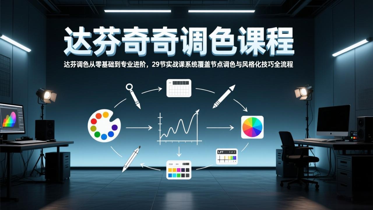 达芬奇调色从零基础到专业进阶，29节实战课系统覆盖节点调色与风格化技巧全流程-皮皮网创