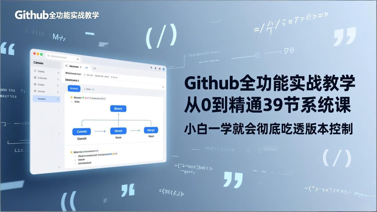 GitHub-全功能实战教学,从0到精通39节系统课,小白一学就会彻底吃透版本控制-皮皮网创