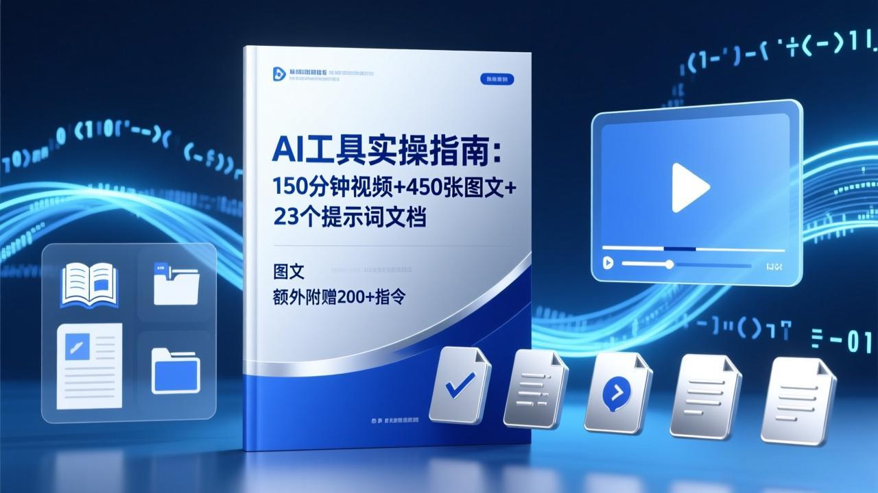 AI工具实操指南：150分钟视频+450张图文+23个提示词文档，额外附赠200+指令-皮皮网创