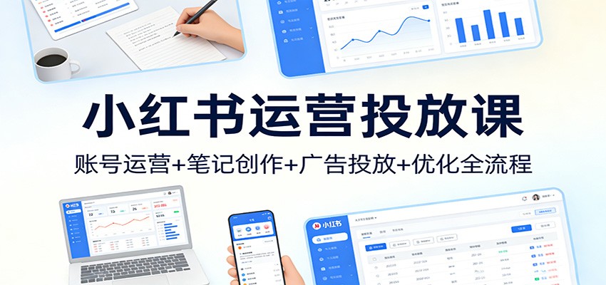小红书运营投放课：账号运营+笔记创作+广告投放+优化全流程-皮皮网创