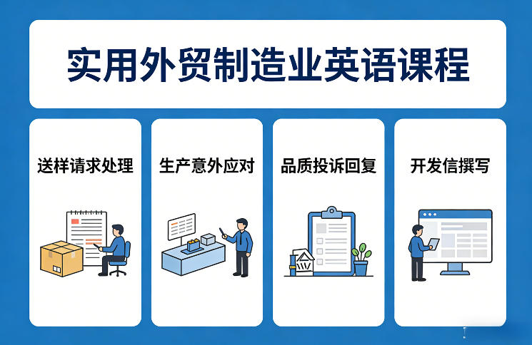 实用外贸制造业英语课程，教你专业处理送样请求、应对生产意外、回复品质投诉、撰写开发信等-皮皮网创