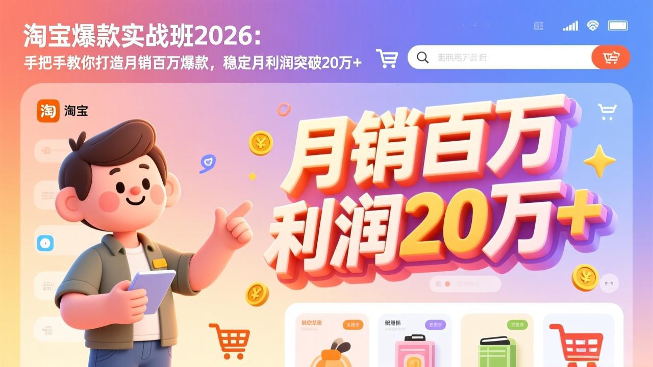 淘宝爆款实战班-2026年3月更新：手把手教你打造月销百万爆款，稳定月利润突破20万+-皮皮网创