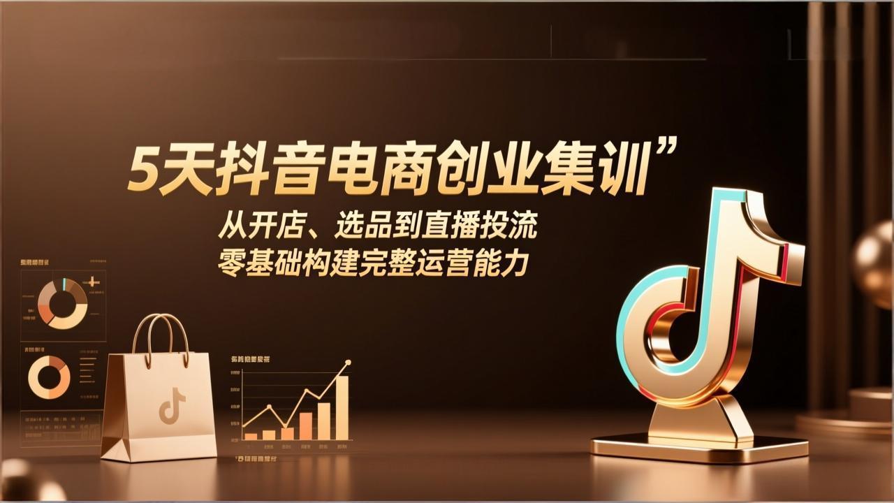 5天抖音电商创业集训：从开店、选品到直播投流，零基础构建完整运营能力-皮皮网创