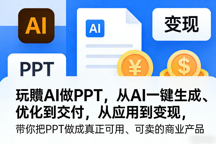 玩賺AI做PPT，从AI一键生成、优化到交付，从应用到变现，带你把PPT做成真正可用、可卖的商业产品-皮皮网创