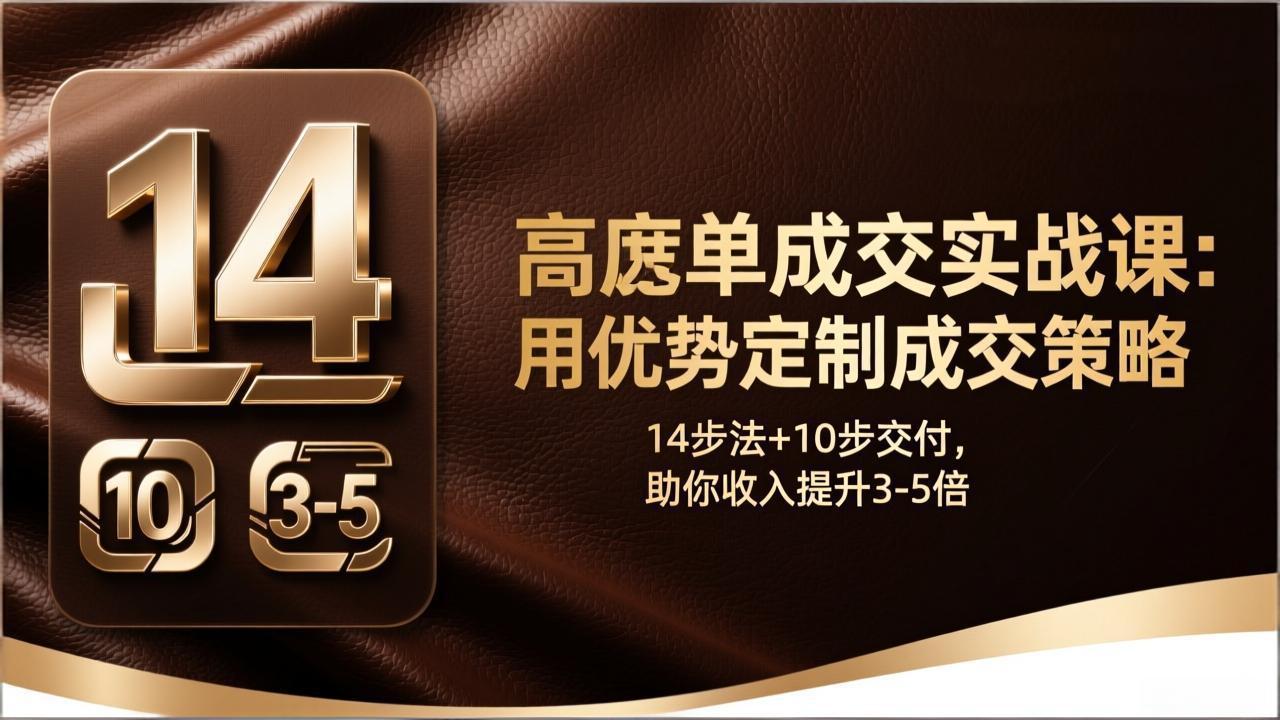 高客单成交实战课：用优势定制成交策略，14步法+10步交付，助你收入提升3-5倍-皮皮网创