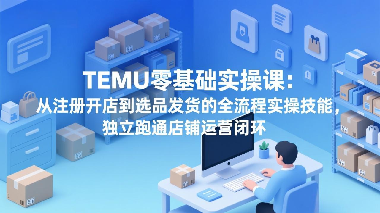 TEMU零基础实操课：从注册开店到选品发货的全流程实操技能，独立跑通店铺运营闭环-皮皮网创