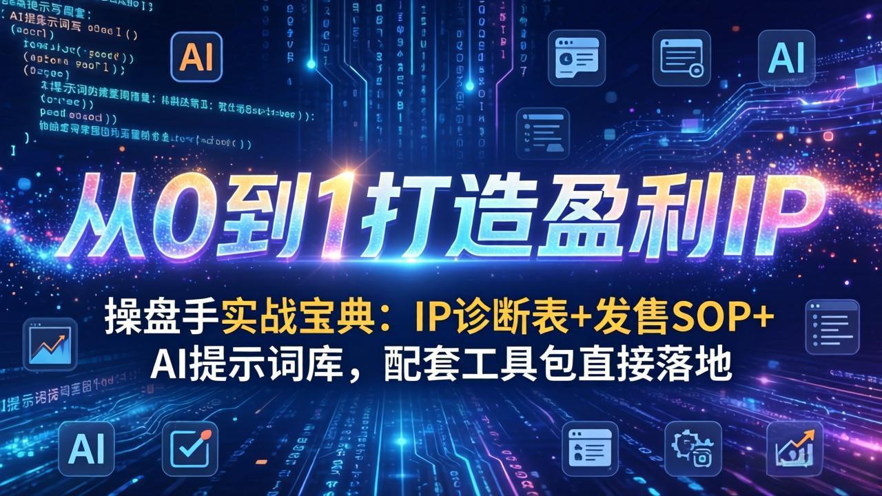 操盘手实战宝典：IP诊断表+发售SOP+AI提示词库，配套工具包直接落地，从0到1打造盈利IP-皮皮网创
