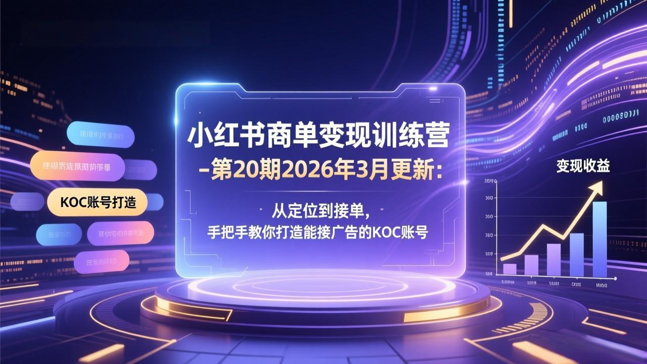 小红书商单变现训练营-第20期26年3月更新：从定位到接单，手把手教你打造能接广告的KOC账号-皮皮网创
