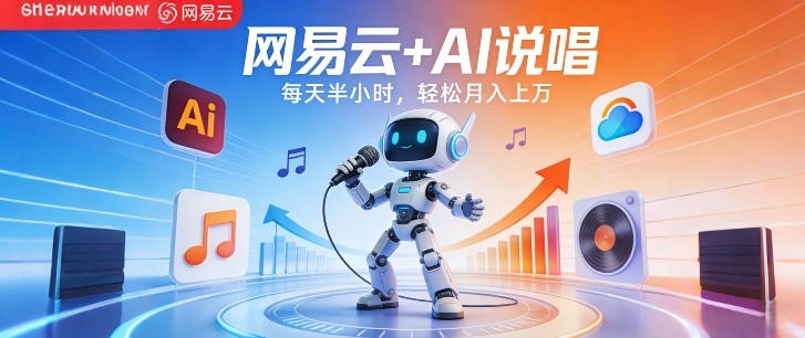 网易云+AI说唱，每天半小时，AI内容创作+流量变现，轻松月入1W-皮皮网创