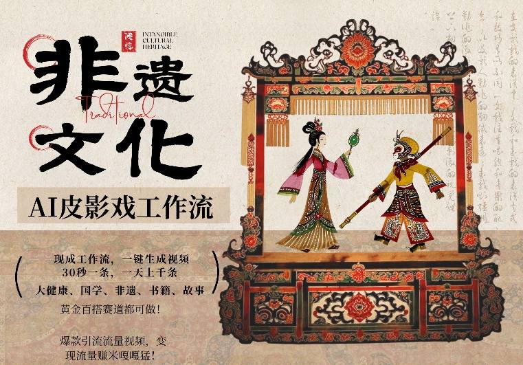 AI一键生成民俗文化非遗皮影戏视频，一刀不剪无需剪辑，30S一条，一天上百条，流量财富嘎嘎猛-皮皮网创