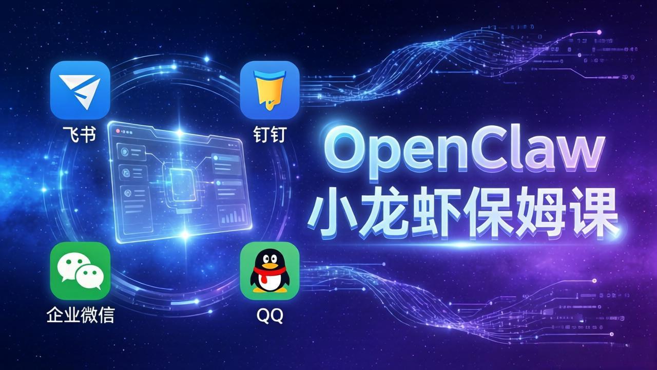 OpenClaw小龙虾保姆课： Windows/macOS/Linux/Docker全系统安装，飞书+钉钉+企业微信+QQ 全接入-皮皮网创