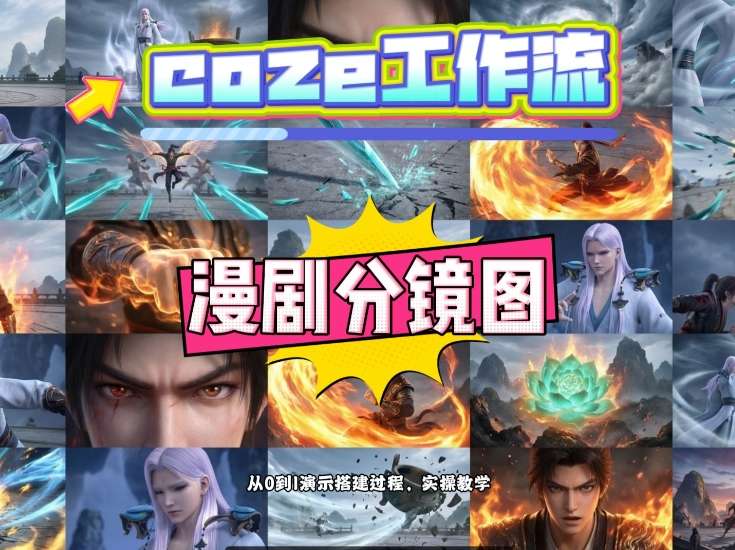通过Coze工作流，制作《动漫分镜图》，两分钟制作完成25宫格分镜图，从0到1演示搭建过程，实操教学-皮皮网创