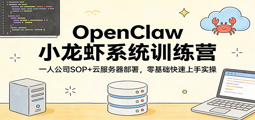 OpenClaw小龙虾系统训练营：一人公司SOP，云服务器部署，零基础快速上手实操-皮皮网创