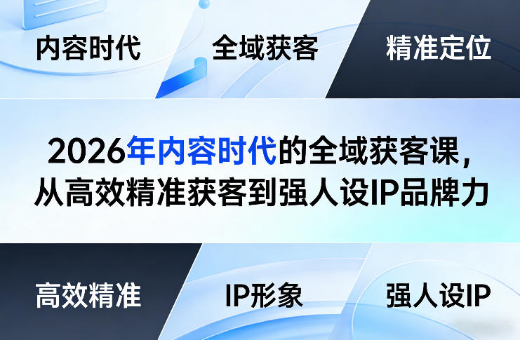 2026年内容时代的全域获客课，从高效精准获客到强人设IP品牌力-皮皮网创