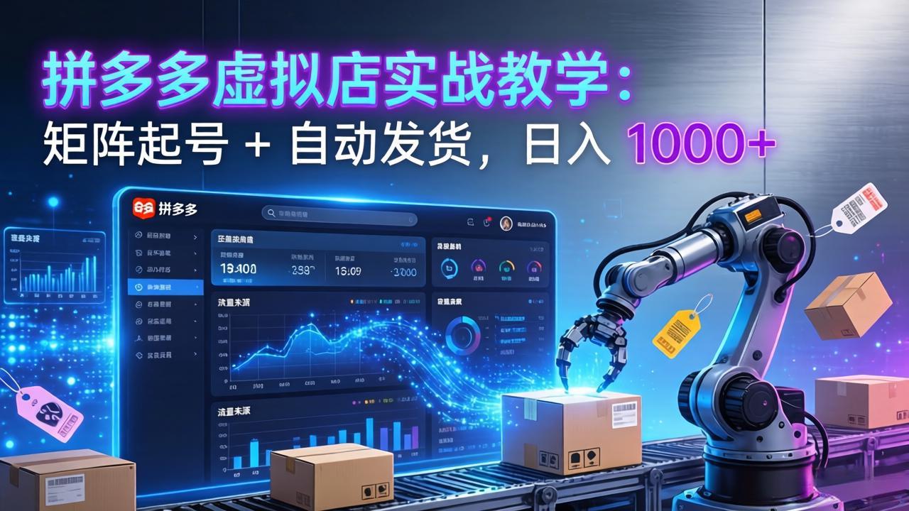 拼多多虚拟店实战教学：矩阵起号 + 自动发货，日入 1000+-皮皮网创