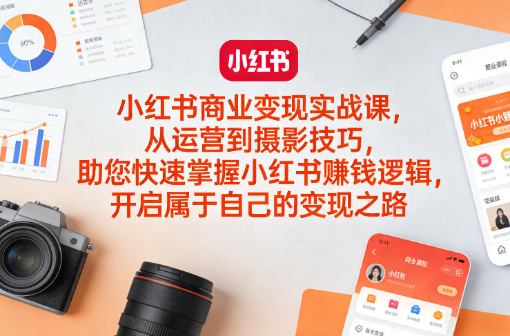小红书商业变现实战课，从运营到摄影技巧，助您快速掌握小红书賺钱逻辑，开启属于自己的变现之路-皮皮网创