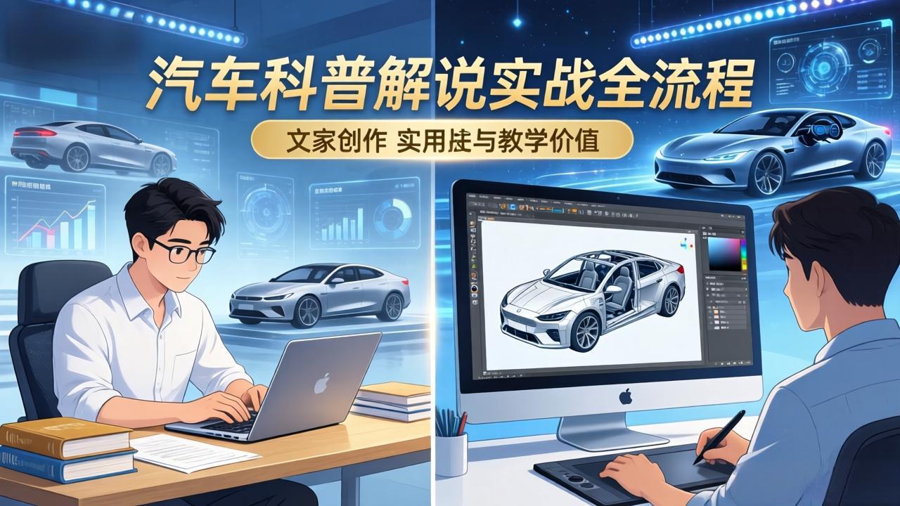 抖音汽车科普解说实战：文案+动画+画面处理+去水印全流程，打造专业汽车科普视频-皮皮网创