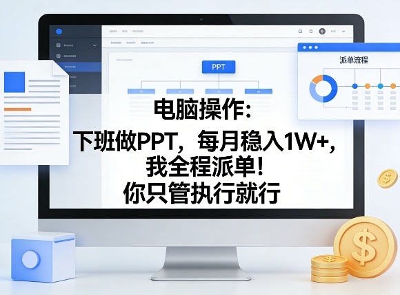 电脑操作：下班做PPT，每月稳入1W+，我全程派单！你只管执行就行【揭秘】-皮皮网创