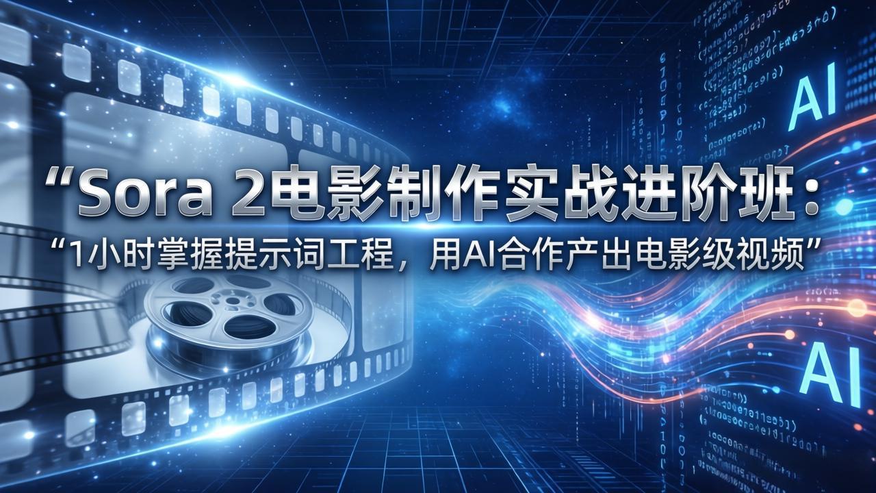 Sora 2电影制作实战进阶班：1小时掌握提示词工程，用AI合作产出电影级视频-皮皮网创