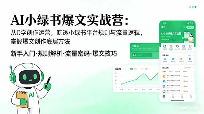 AI 小绿书爆文实战营：从0学创作运营，吃透小绿书平台规则与流量逻辑，掌握爆文创作底层方法-皮皮网创