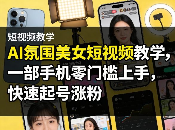 AI氛围美女短视频教学，一部手机零门槛上手，快速起号涨粉-皮皮网创