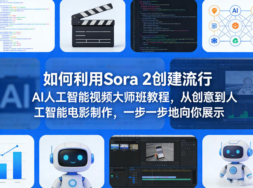 如何利用Sora 2创建流行AI人工智能视频大师班教程，从创意到人工智能电影制作，一步一步地向你展示-皮皮网创