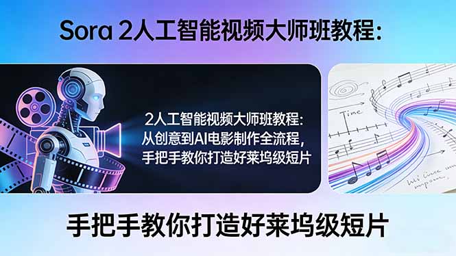 Sora 2人工智能视频大师班教程：从创意到AI电影制作全流程，手把手教你打造好莱坞级短片-皮皮网创