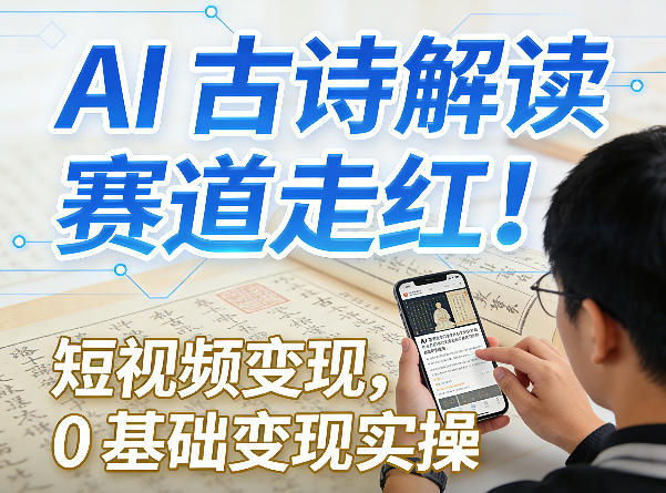 AI古诗解读赛道走红！短视频变现，0基础变现实操-皮皮网创
