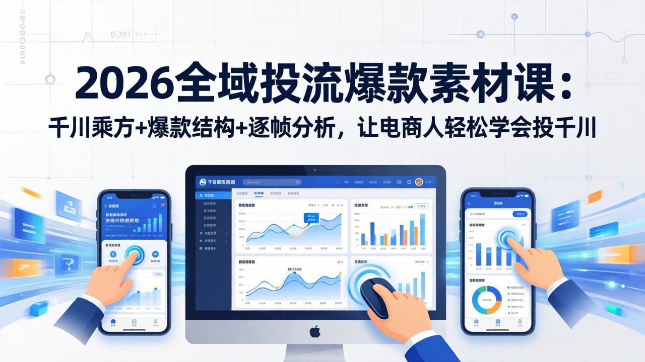 2026全域投流爆款素材课：千川乘方+爆款结构+逐帧分析，让电商人轻松学会投千川-皮皮网创