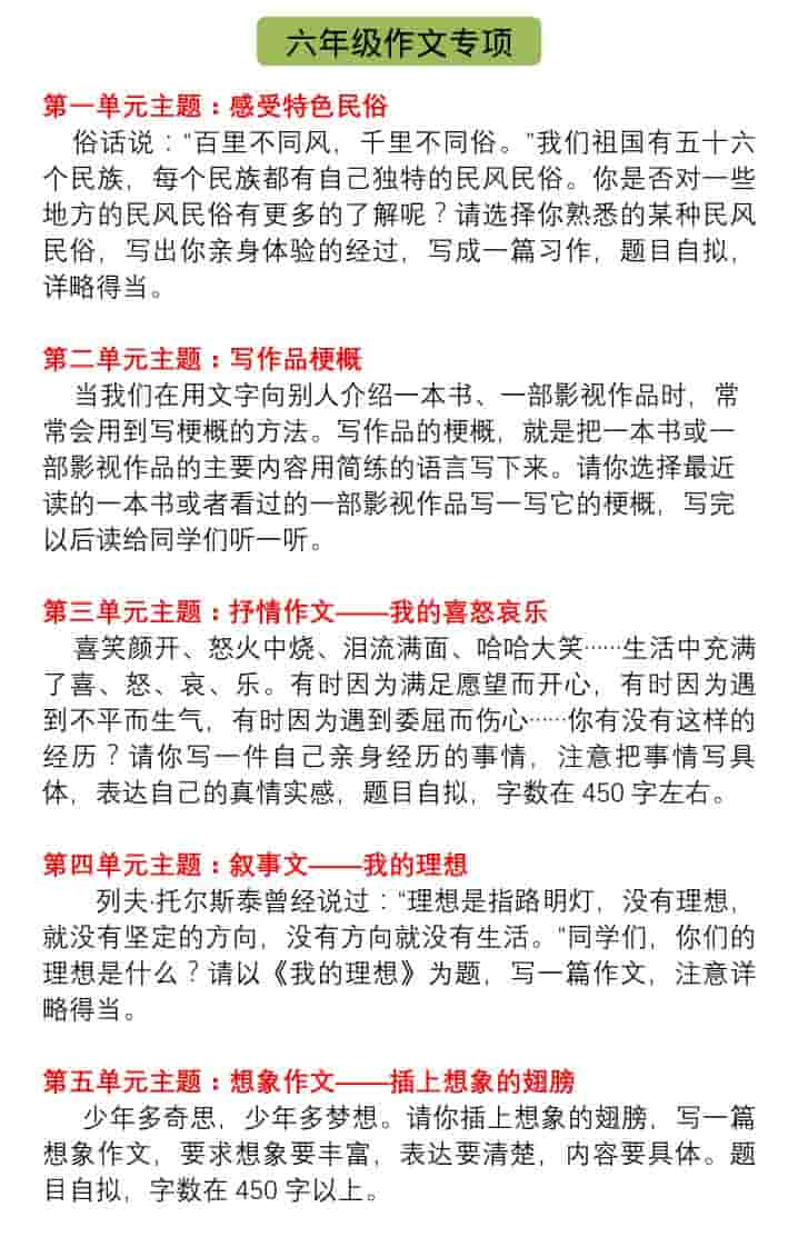 六年级下语文单元习作指导+精选范文-皮皮网创