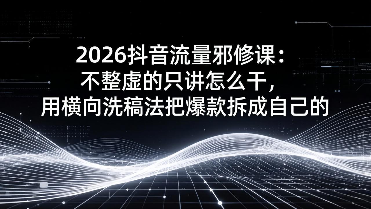 2026抖音流量邪修课:不整虚的只讲怎么干,用横向洗稿法把爆款拆成自己的-皮皮网创