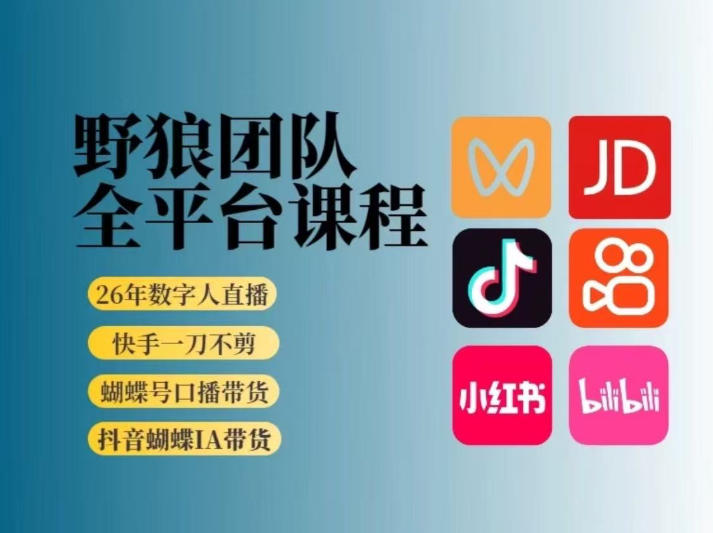 野狼团队2026新版全平台短视频带货教学,打开流量突破口,开始Ai带货(更新26年3月)-皮皮网创